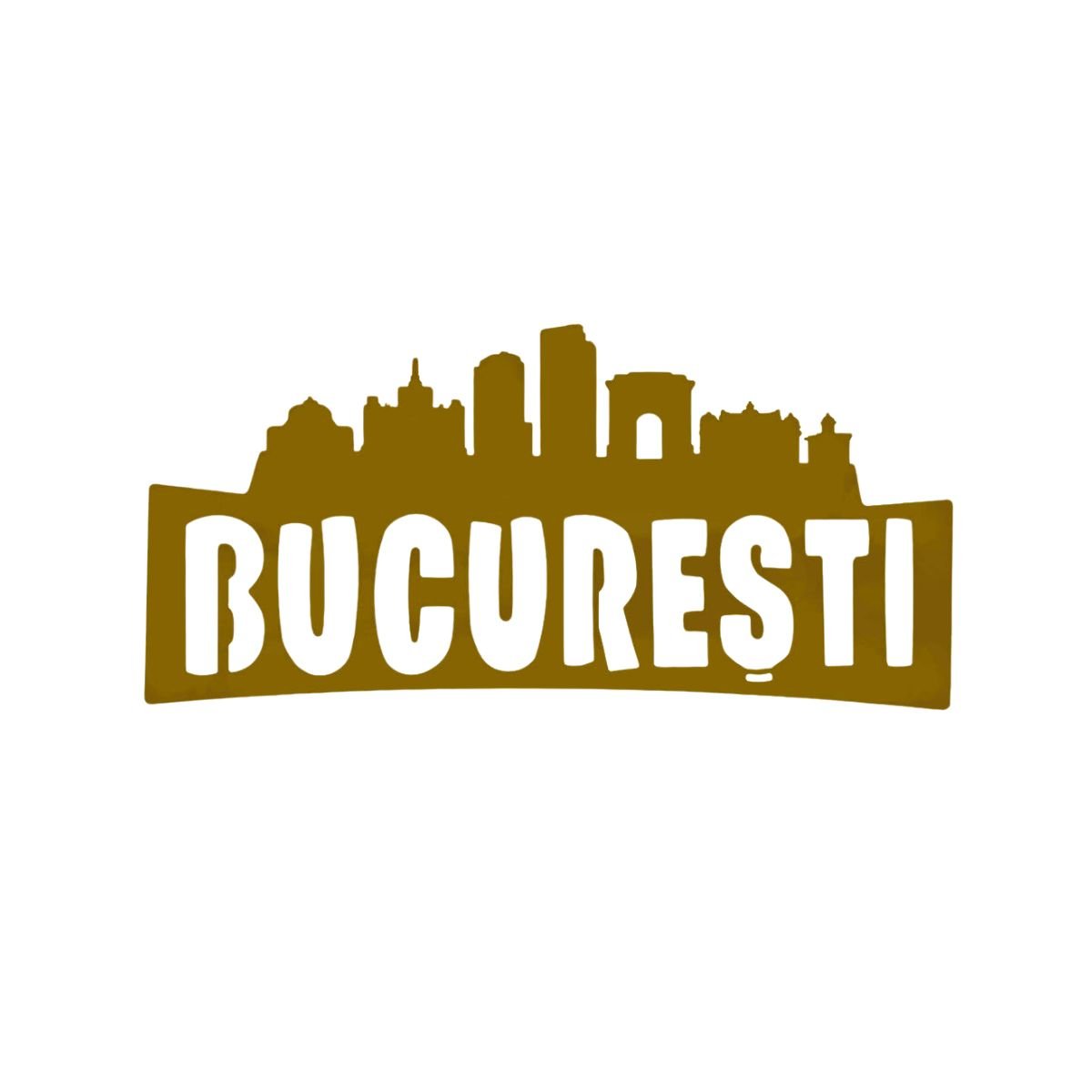Decoraratiune perete metal, model Bucuresti, 24x50 cm, Auriu - BUZ.RO