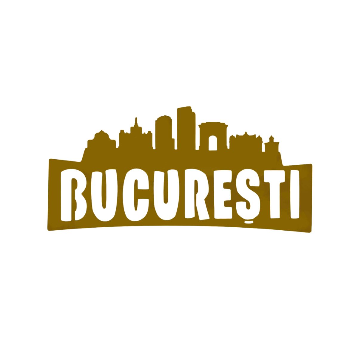 Decoraratiune perete metal, model Bucuresti, 24x50 cm, Auriu