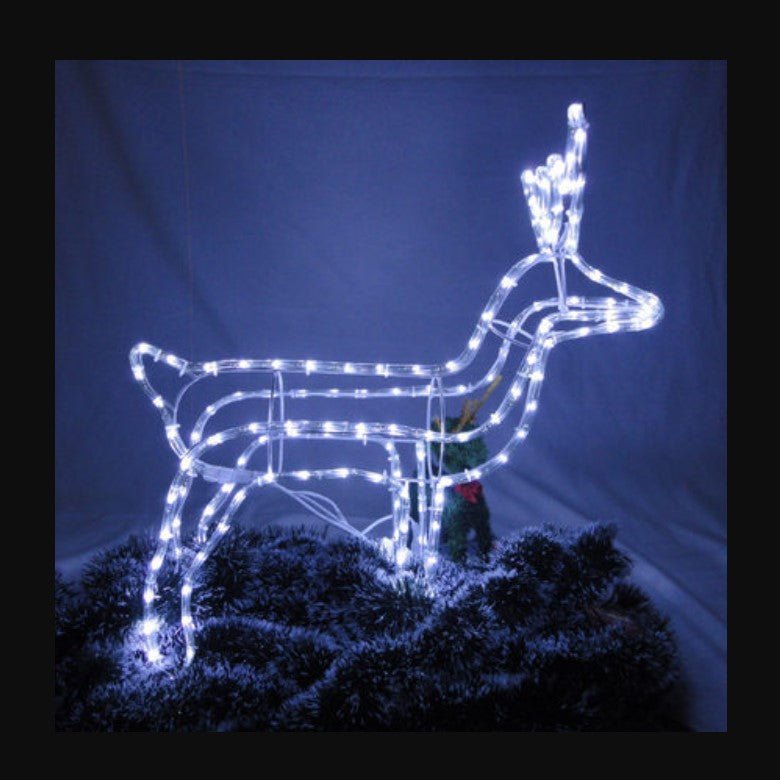 Decoratiune Craciun, luminoasa pentru interior / exterior, ren luminos cu cap rotativ, lumina alb rece - BUZ.RO