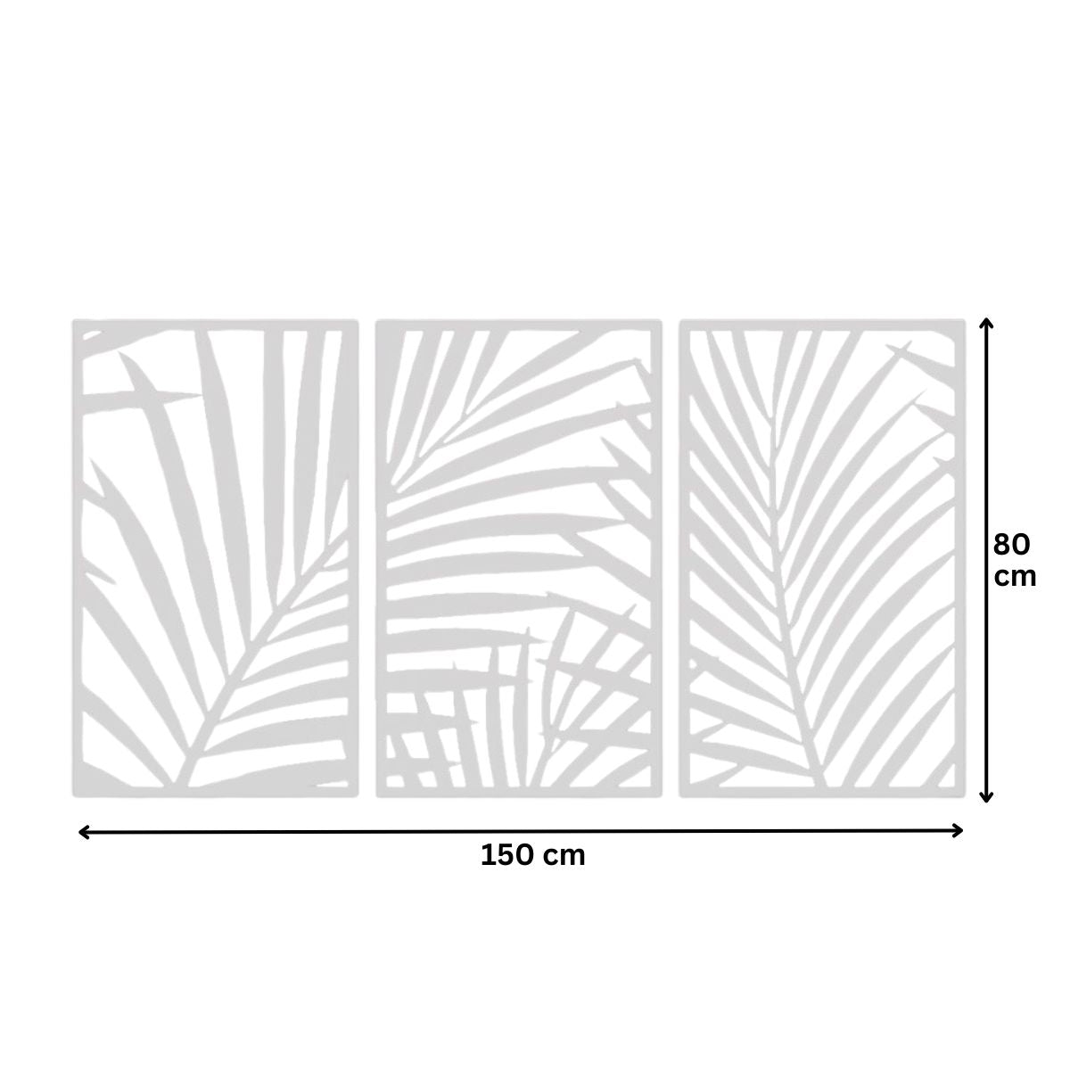Decoratiune perete metal, model frunze de palmier, 50x90 cm, alb