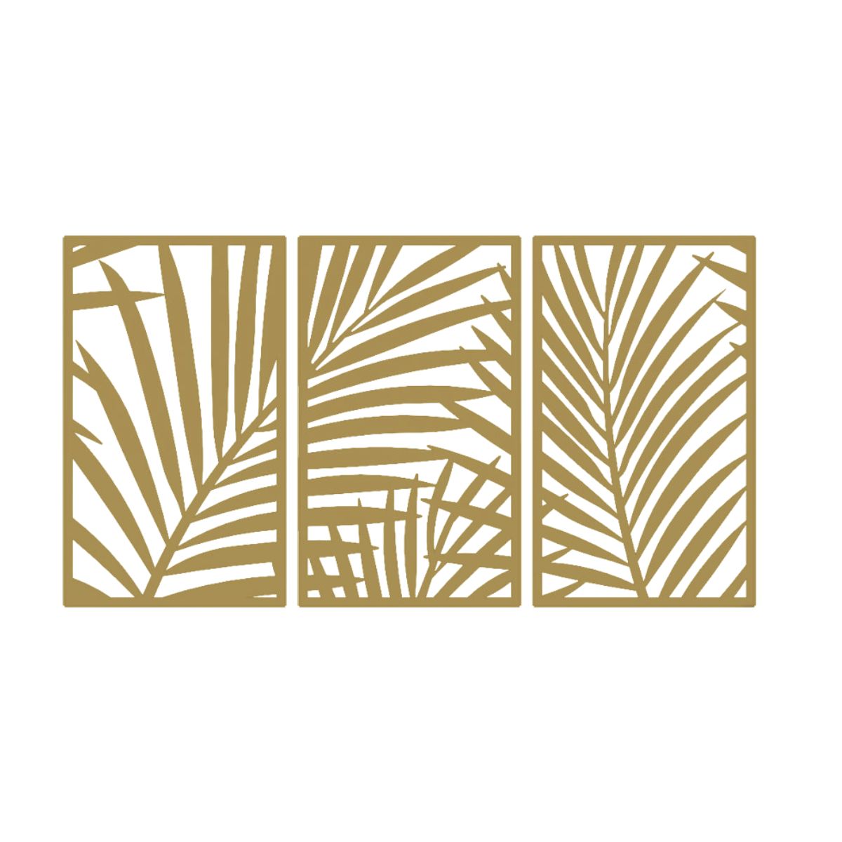 Decoratiune perete metal, model frunze de palmier, 50x90 cm, auriu