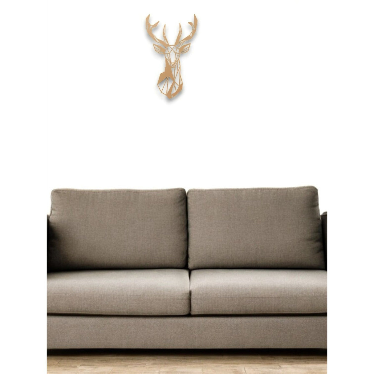 Decoratiune de perete din metal, 50 x 30 cm, model cerb minimalist, auriu - BUZ.RO