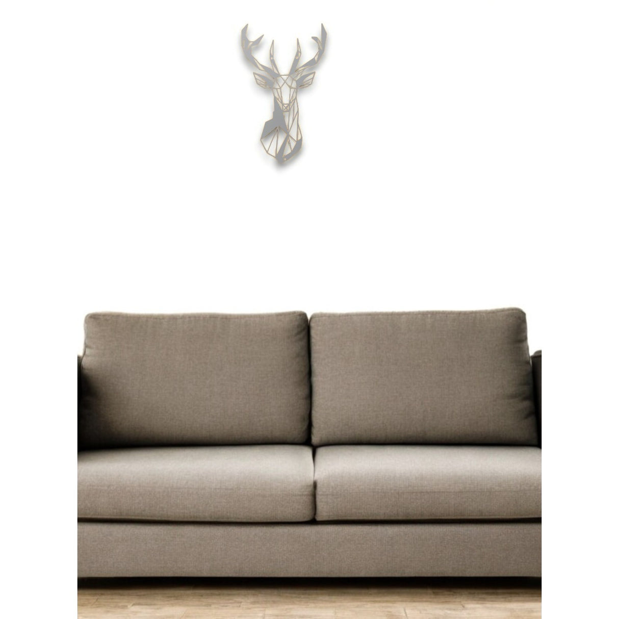 Decoratiune de perete din metal, 50 x 30 cm, model cerb minimalist, alb