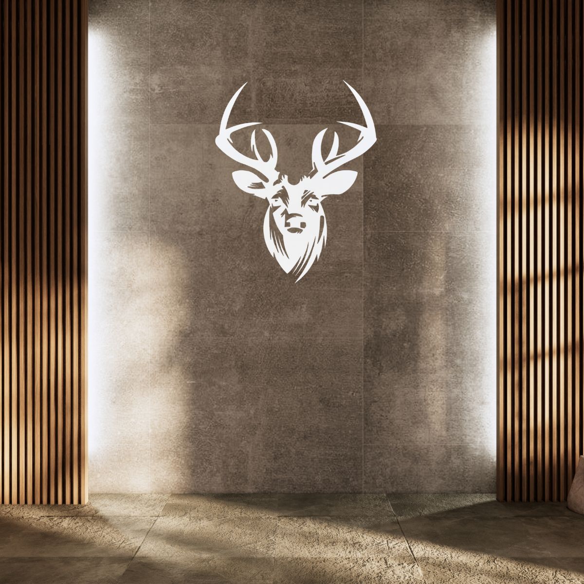 Decoratiune perete metal, 48.5x59.6 cm, model Cerb, alb