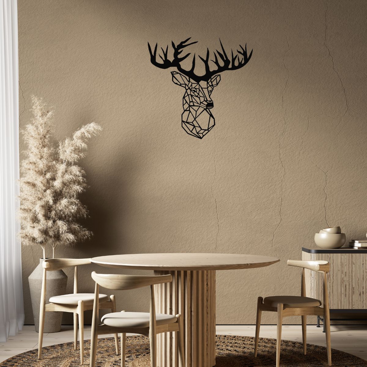 Decoratiune perete metal, model cerb, 60x62 cm, negru