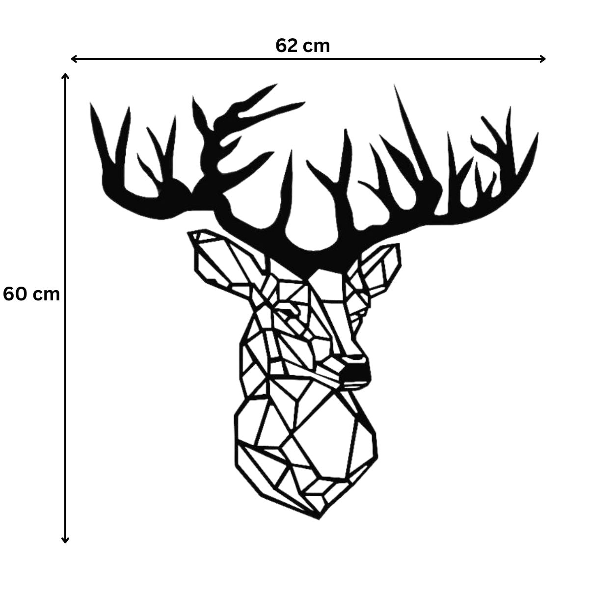 Decoratiune perete metal, model cerb, 60x62 cm, negru