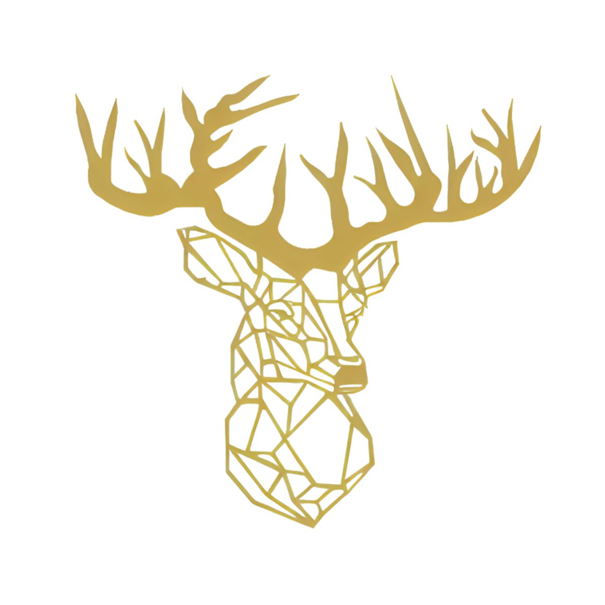 Decoratiune perete metal, model cerb, 60x62 cm, auriu