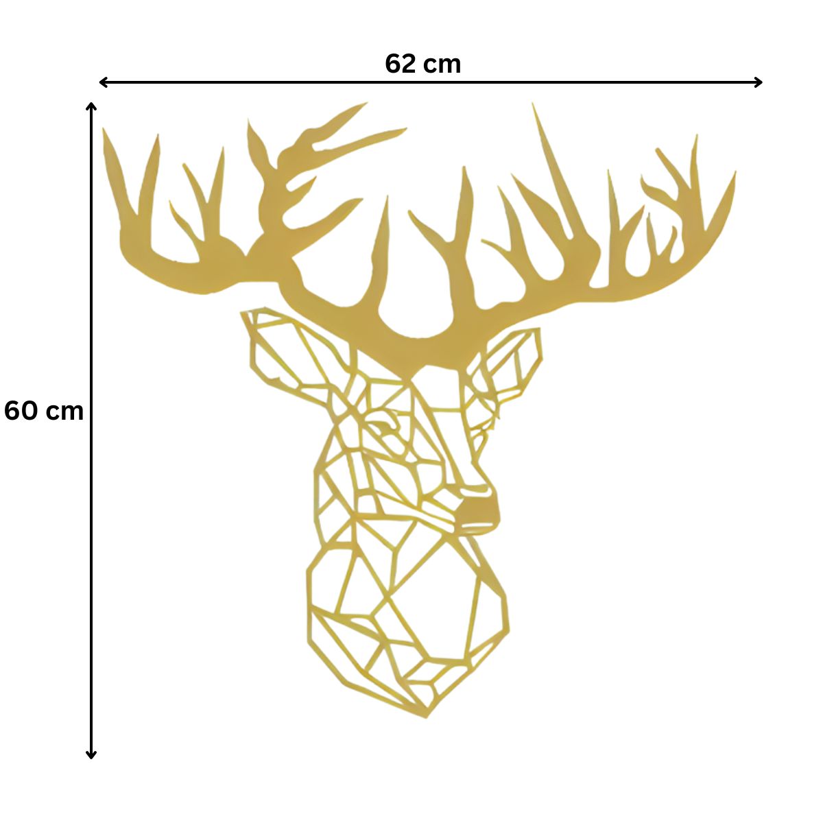 Decoratiune perete metal, model cerb, 60x62 cm, auriu