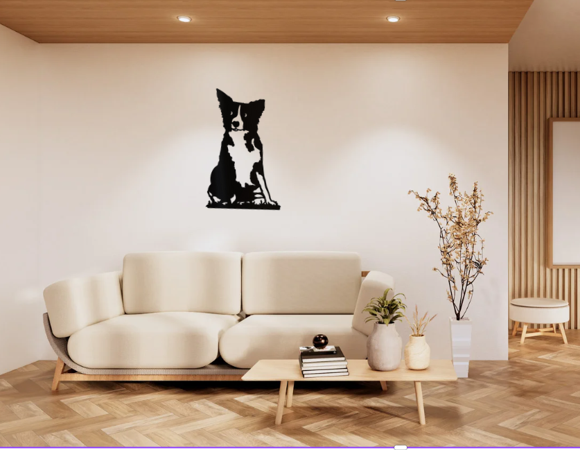 Decoratiune perete metal, model catel Max, 54.8x 30.3 cm