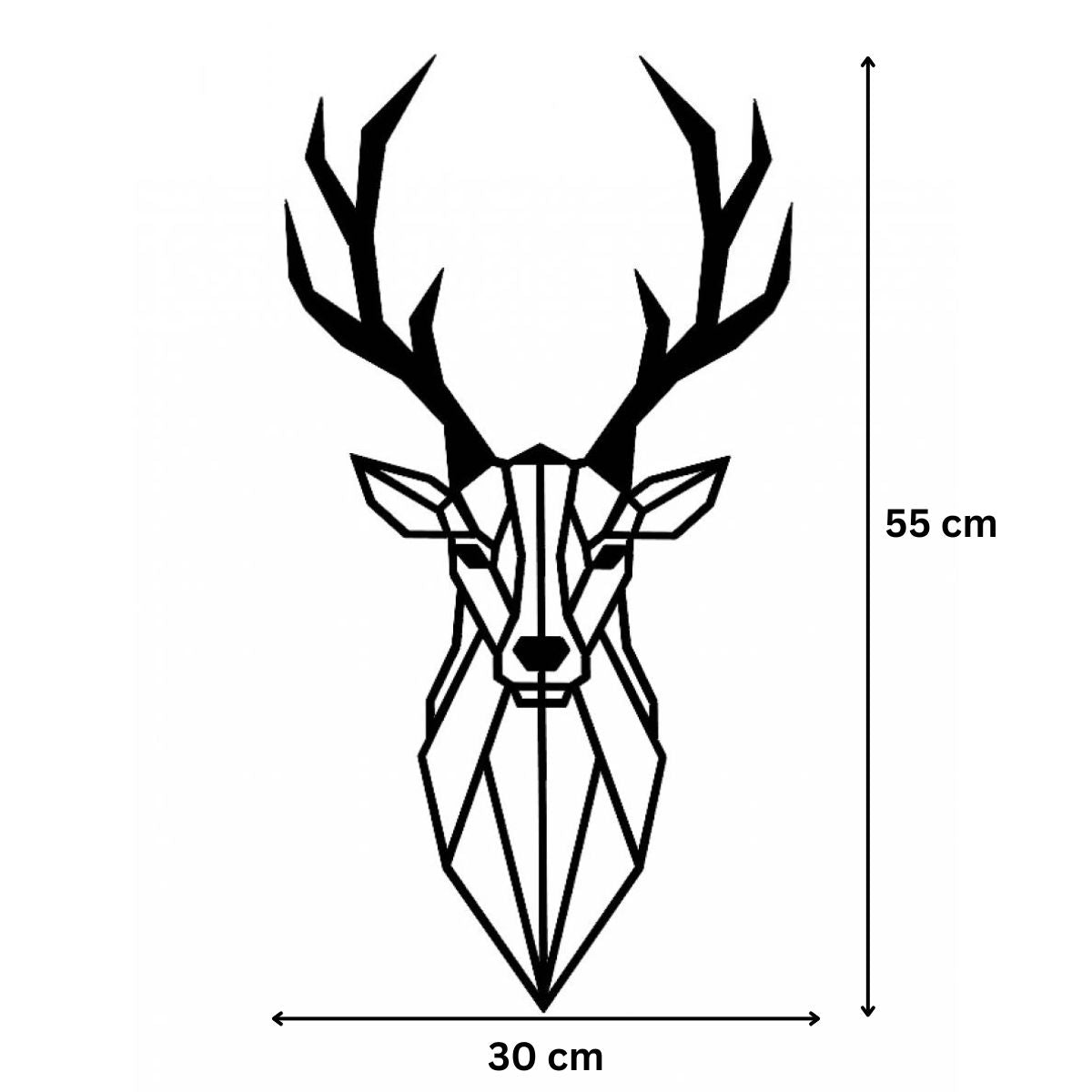 Decoratiune perete metal, model cerb, 49.2 x 26.4 cm, negru
