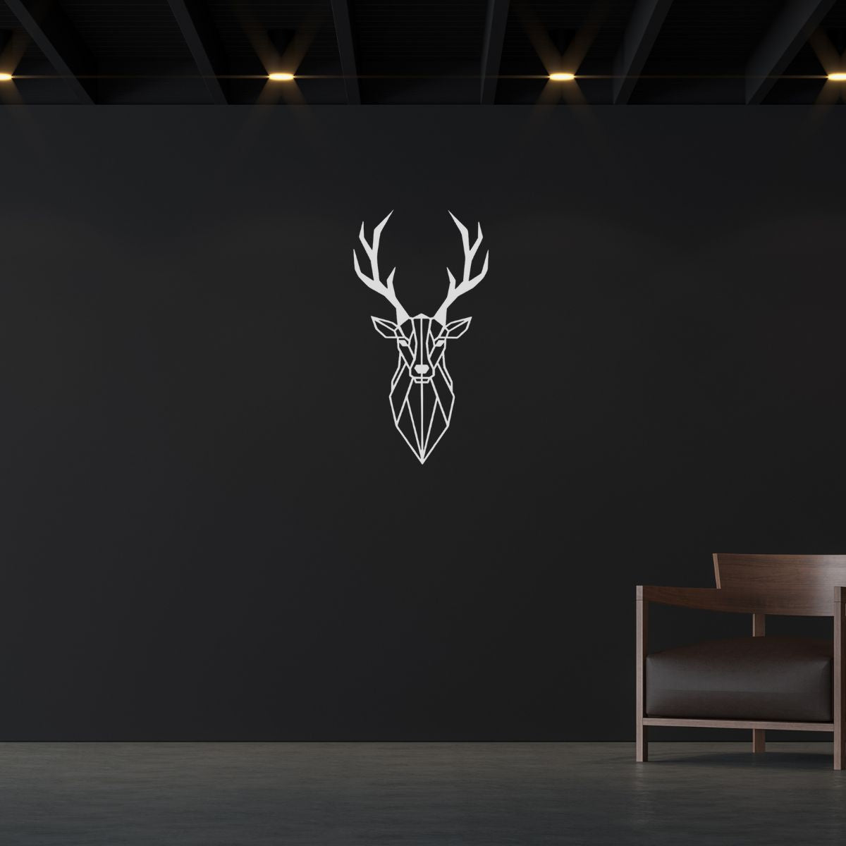 Decoratiune perete metal, model cerb, 49.2 x 26.4 cm, alb