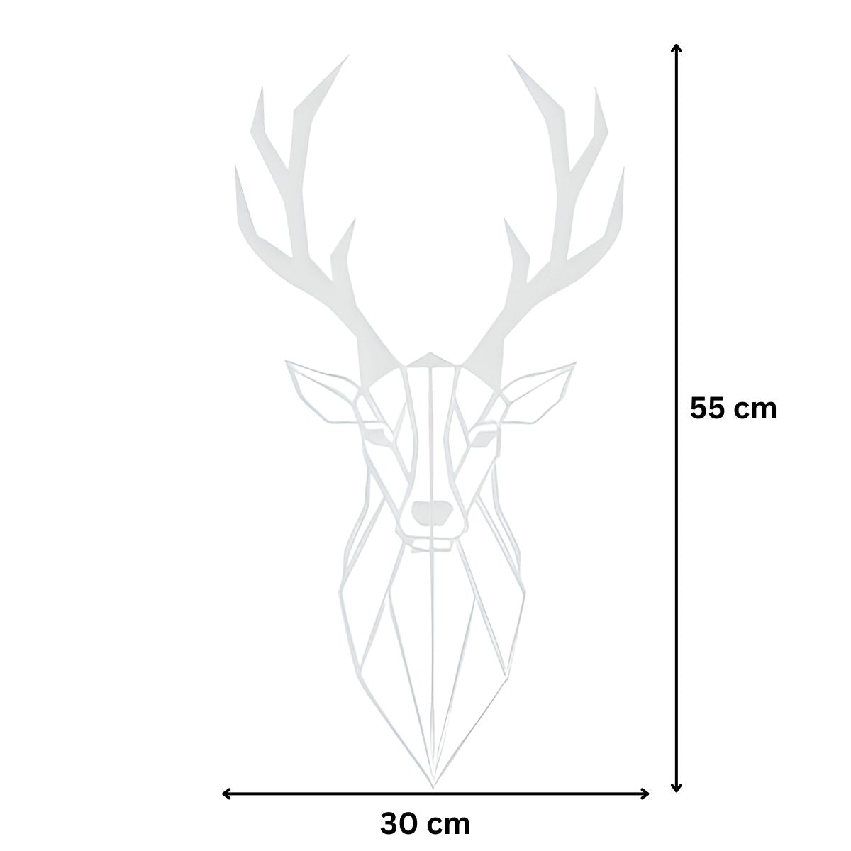 Decoratiune perete metal, model cerb, 49.2 x 26.4 cm, alb