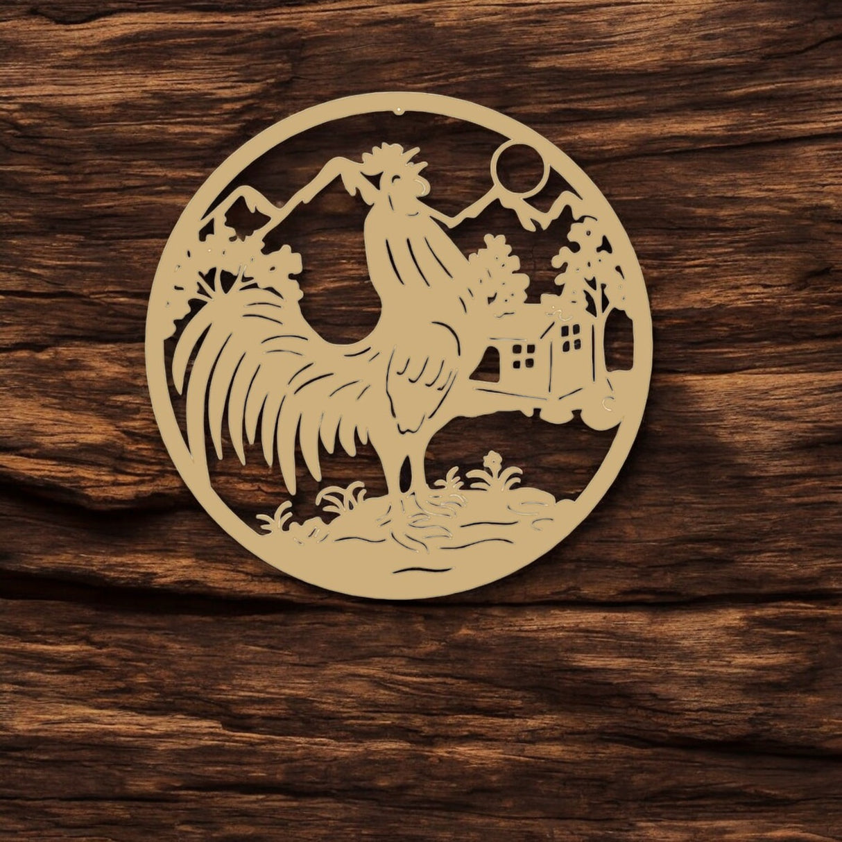 Decoratiune perete metal, model cocos, 50 cm, auriu