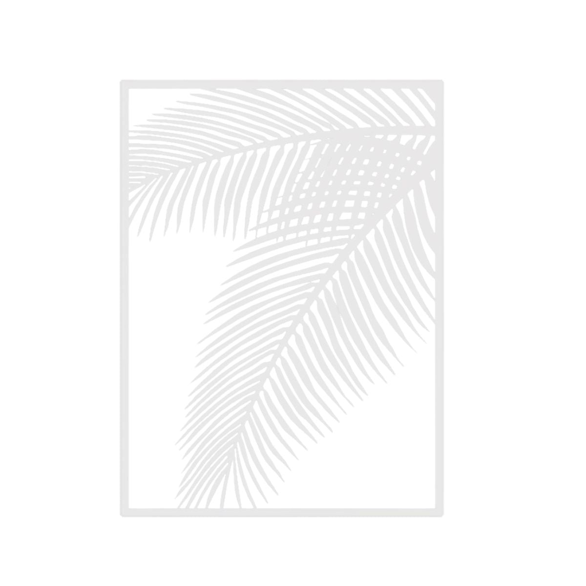 Decoratiune de perete din metal, model frunza de palmier, 50x68 cm, alb