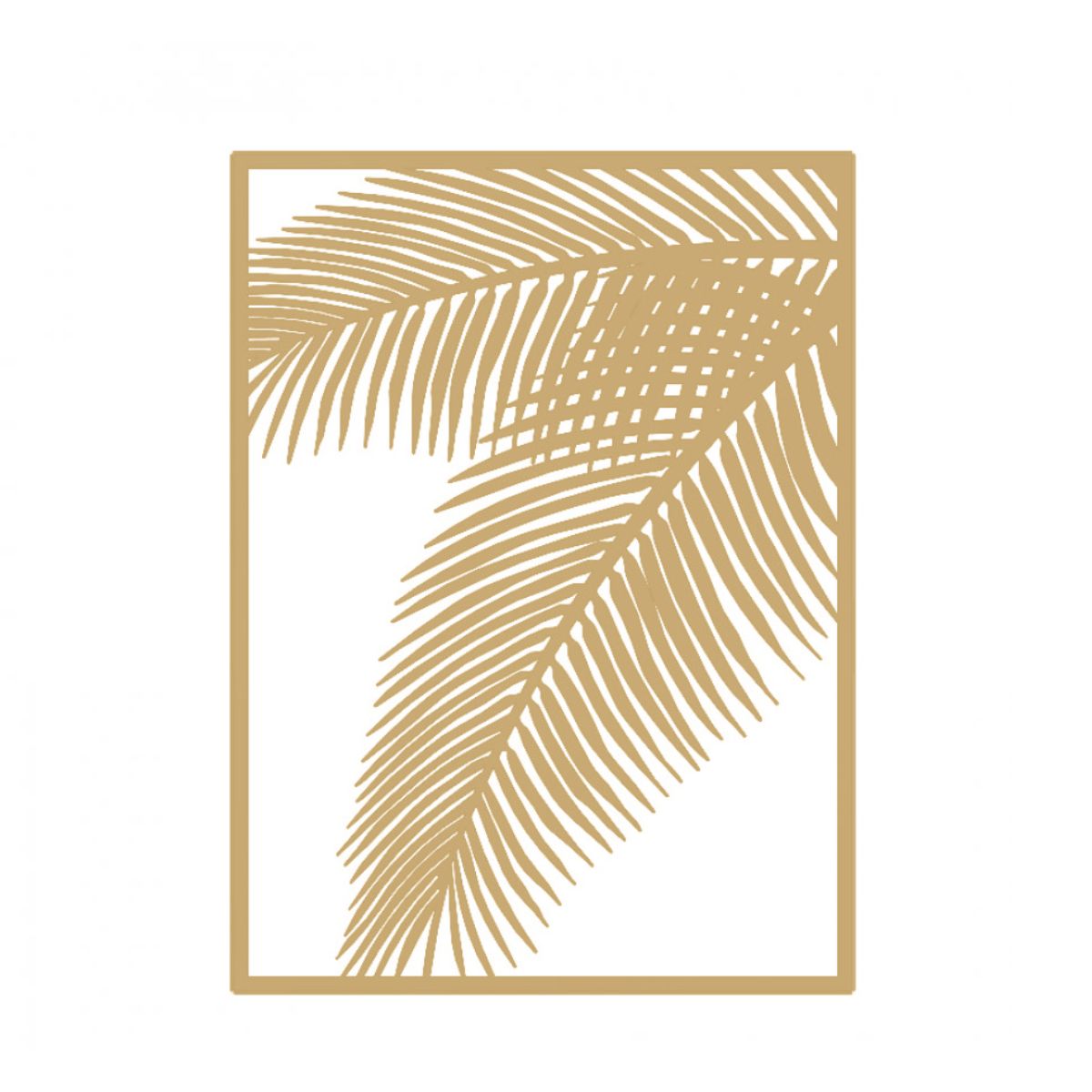 Decoratiune de perete din metal, model frunza de palmier, 50X68 cm, auriu