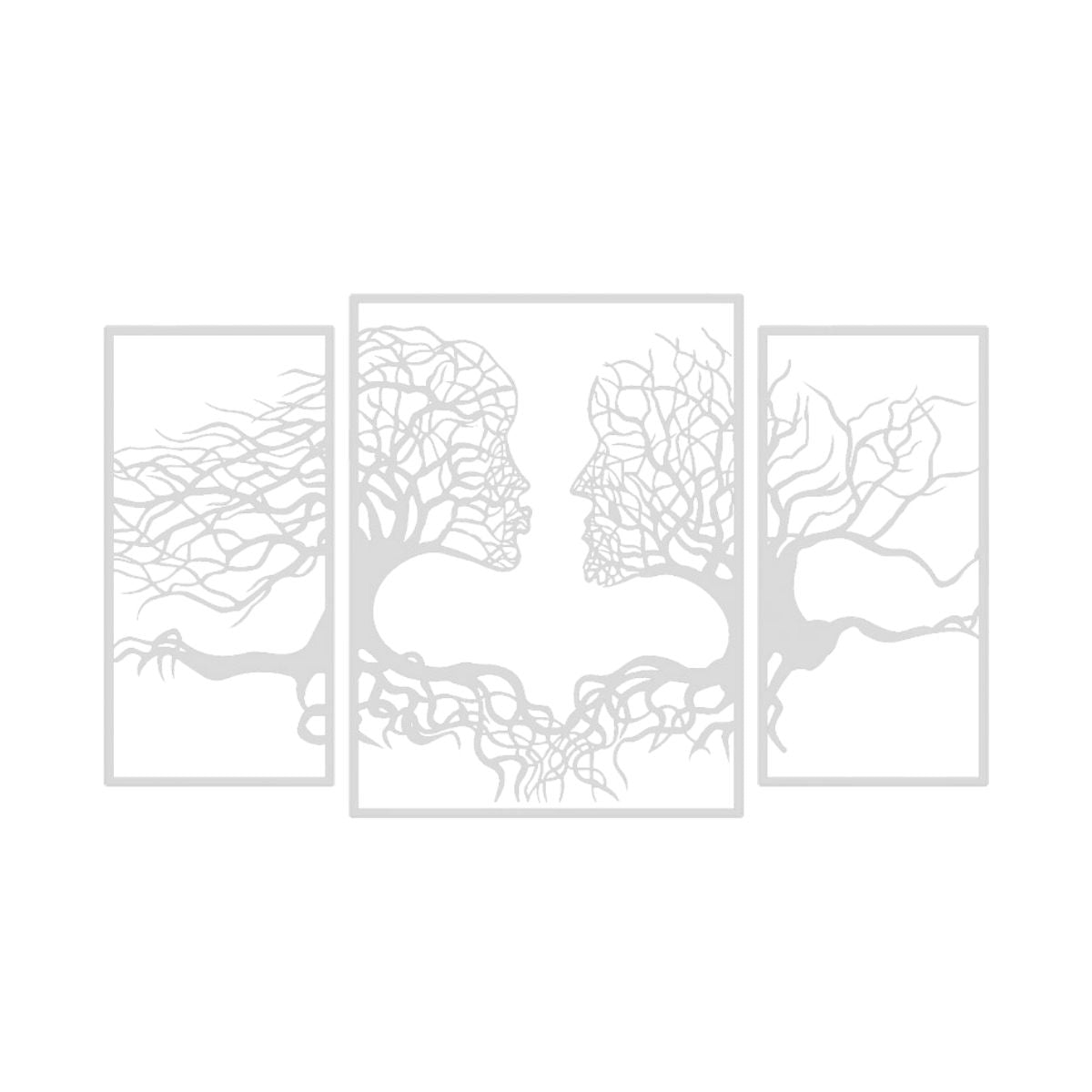 Decoratiune perete metal, model Tree Kiss, 173 x 106 cm, alb