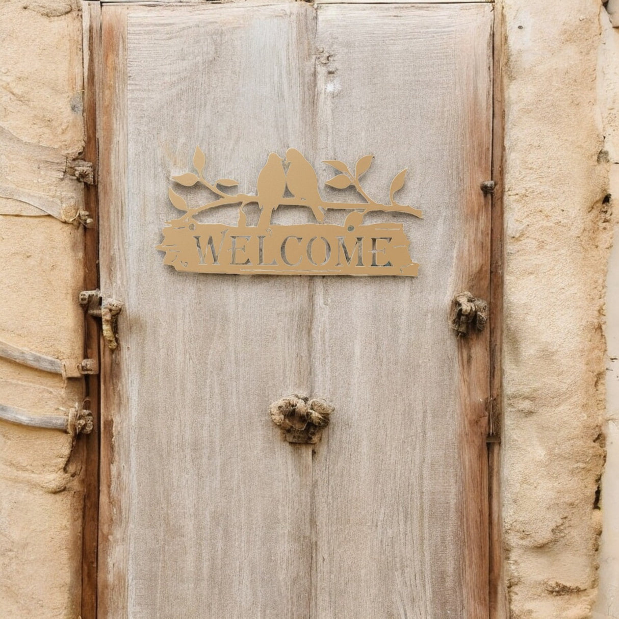 Decoratiune perete metal, WELCOME, 29.9x 14.7 cm