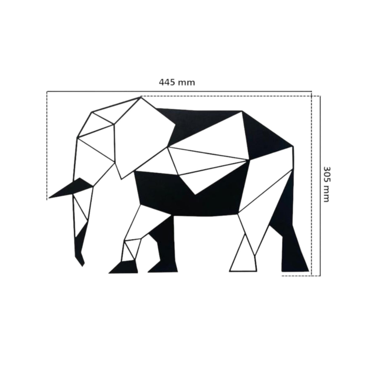 Decoratiune de perete living din metal, model elefant, 30.5x44.5 cm, negru