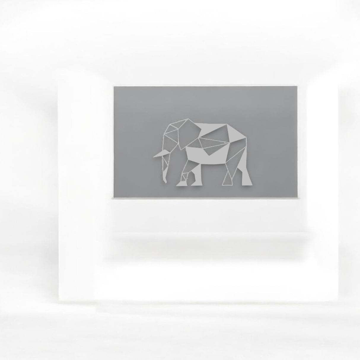 Decoratiune de perete living din metal, model elefant, 30.5x44.5 cm, alb