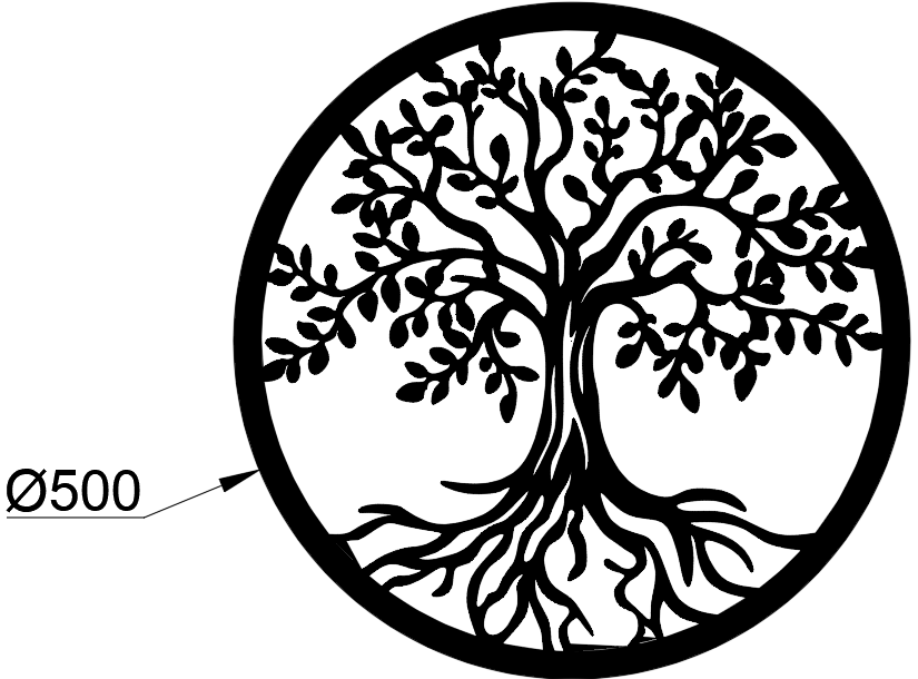 Decoratiune perete metal, copacul vietii antic, 50 cm, interior/exterior