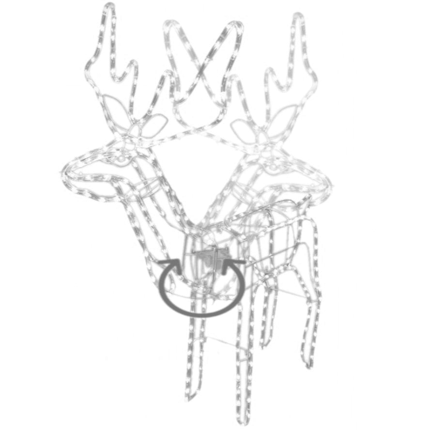 Decoratiune Craciun, luminoasa pentru interior / exterior, ren luminos cu cap rotativ, lumina alb rece