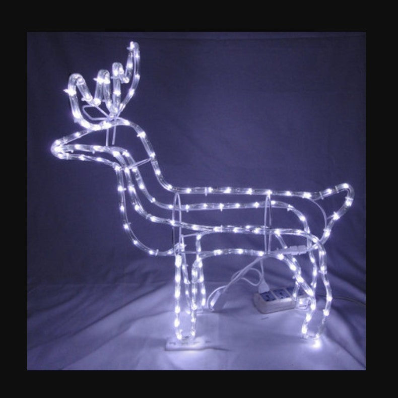 Decoratiune Craciun, luminoasa pentru interior / exterior, ren luminos cu cap rotativ, lumina alb rece