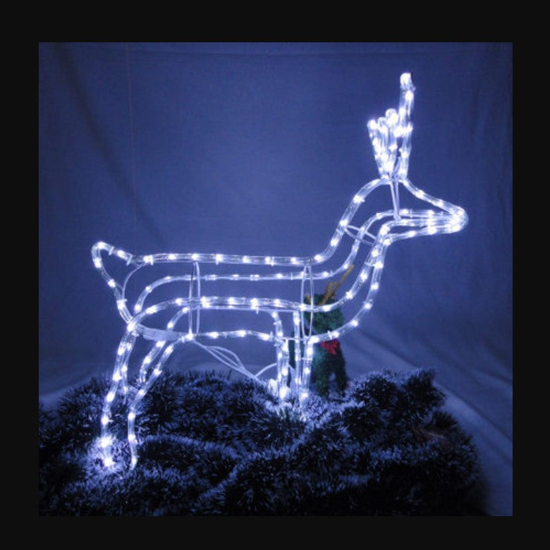 Decoratiune Craciun, luminoasa pentru interior / exterior, ren luminos cu cap rotativ, lumina alb rece