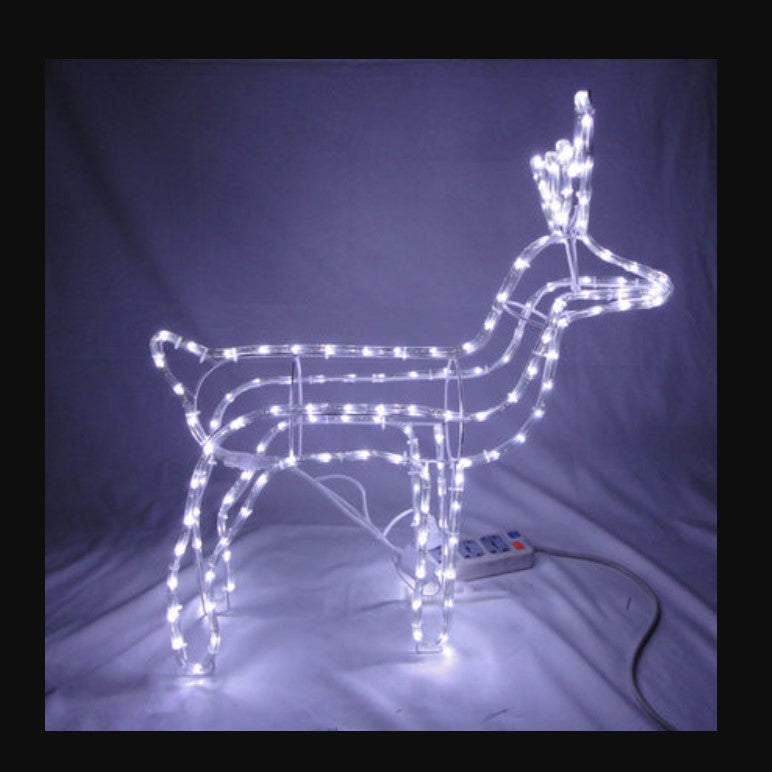 Decoratiune Craciun, luminoasa pentru interior / exterior, ren luminos cu cap rotativ, lumina alb rece