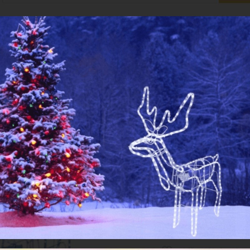 Decoratiune Craciun, luminoasa pentru interior / exterior, ren luminos cu cap rotativ, lumina alb rece