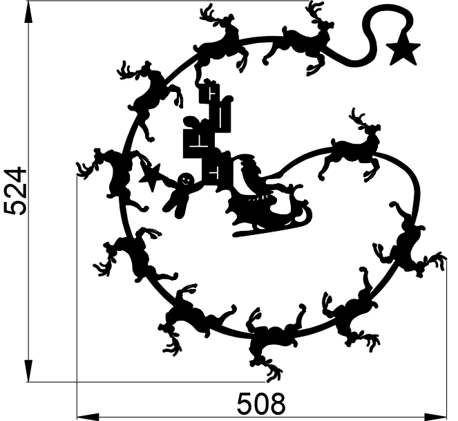 Decoratiune perete din metal Craciun , model sanie cu reni