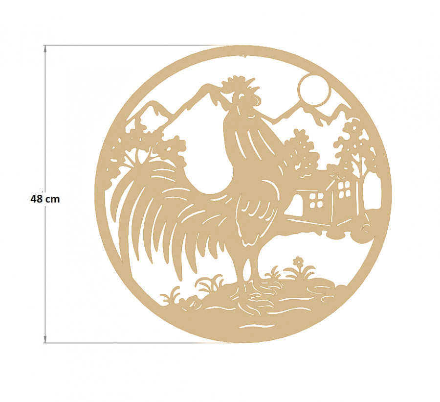 Decoratiune perete metal, model cocos, 50 cm, auriu