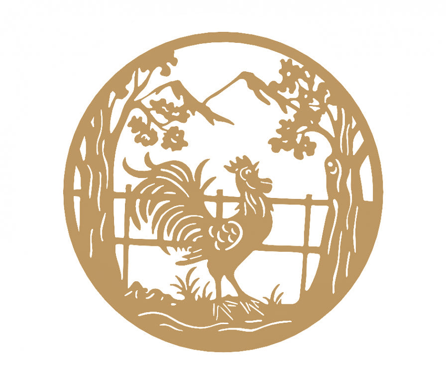 Decoratiune perete din metal , model cocos auriu