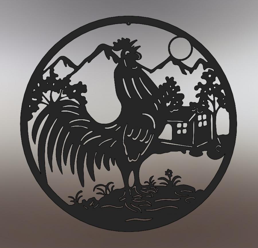 Decoratiune perete metal, model cocos, 50 cm, negru