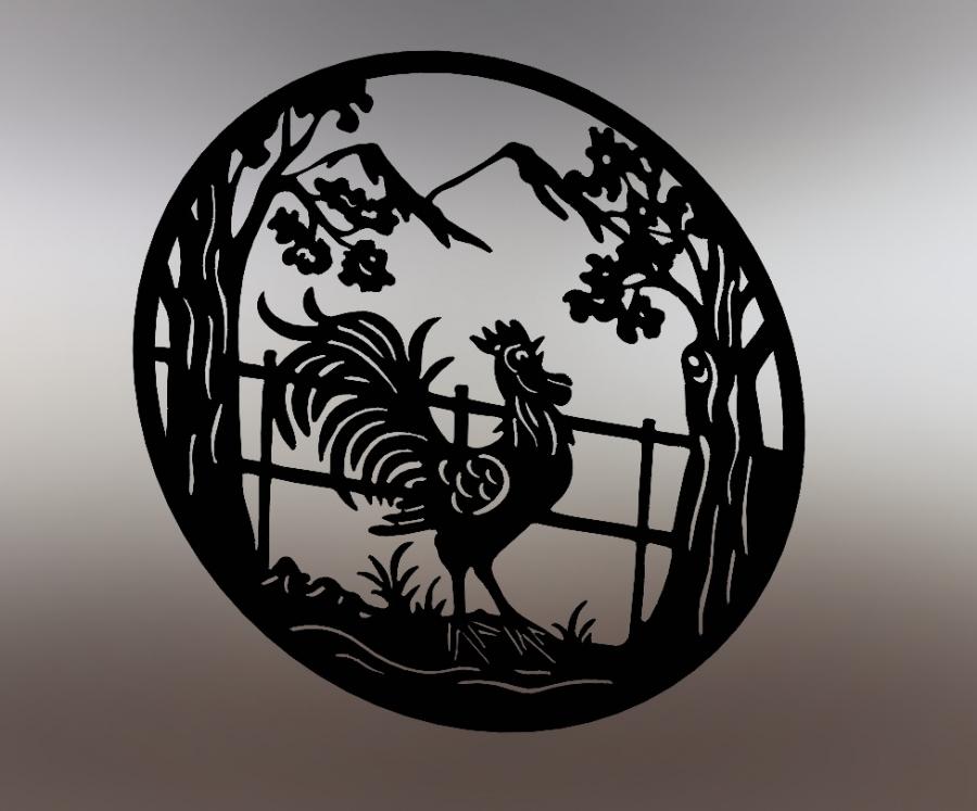 Decoratiune de perete din metal, model cocos, negru