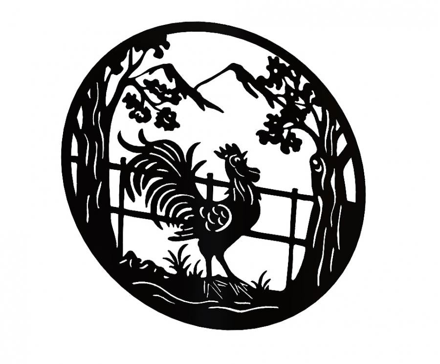 Decoratiune de perete din metal, model cocos, negru