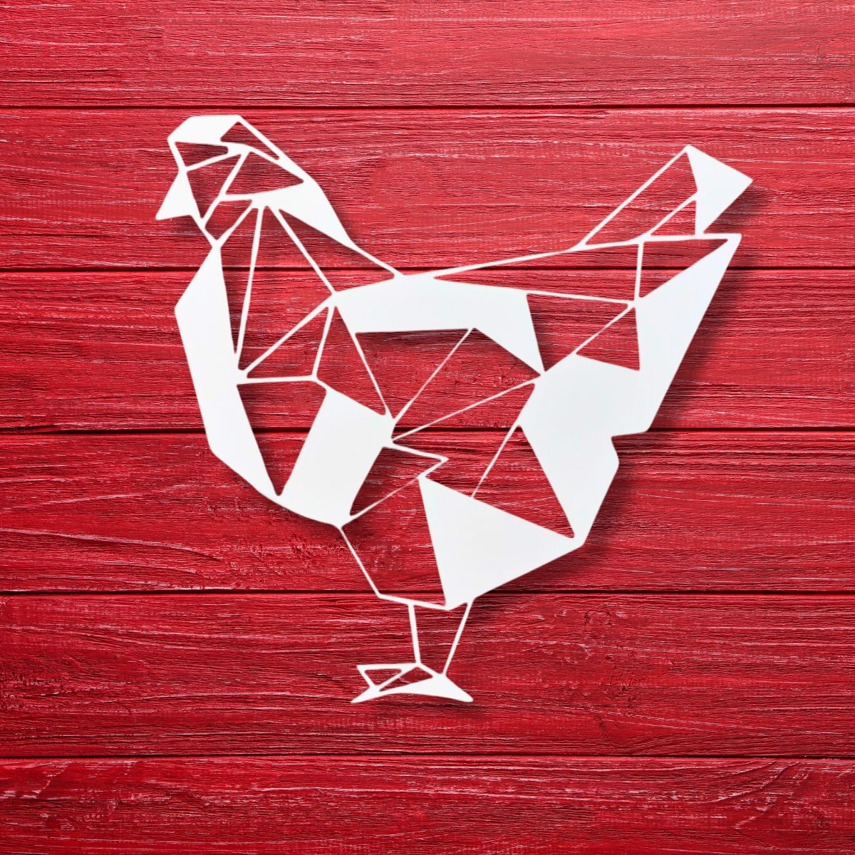 Decoratiune perete metal , model Chicken, 33.7x34.7 cm, alb