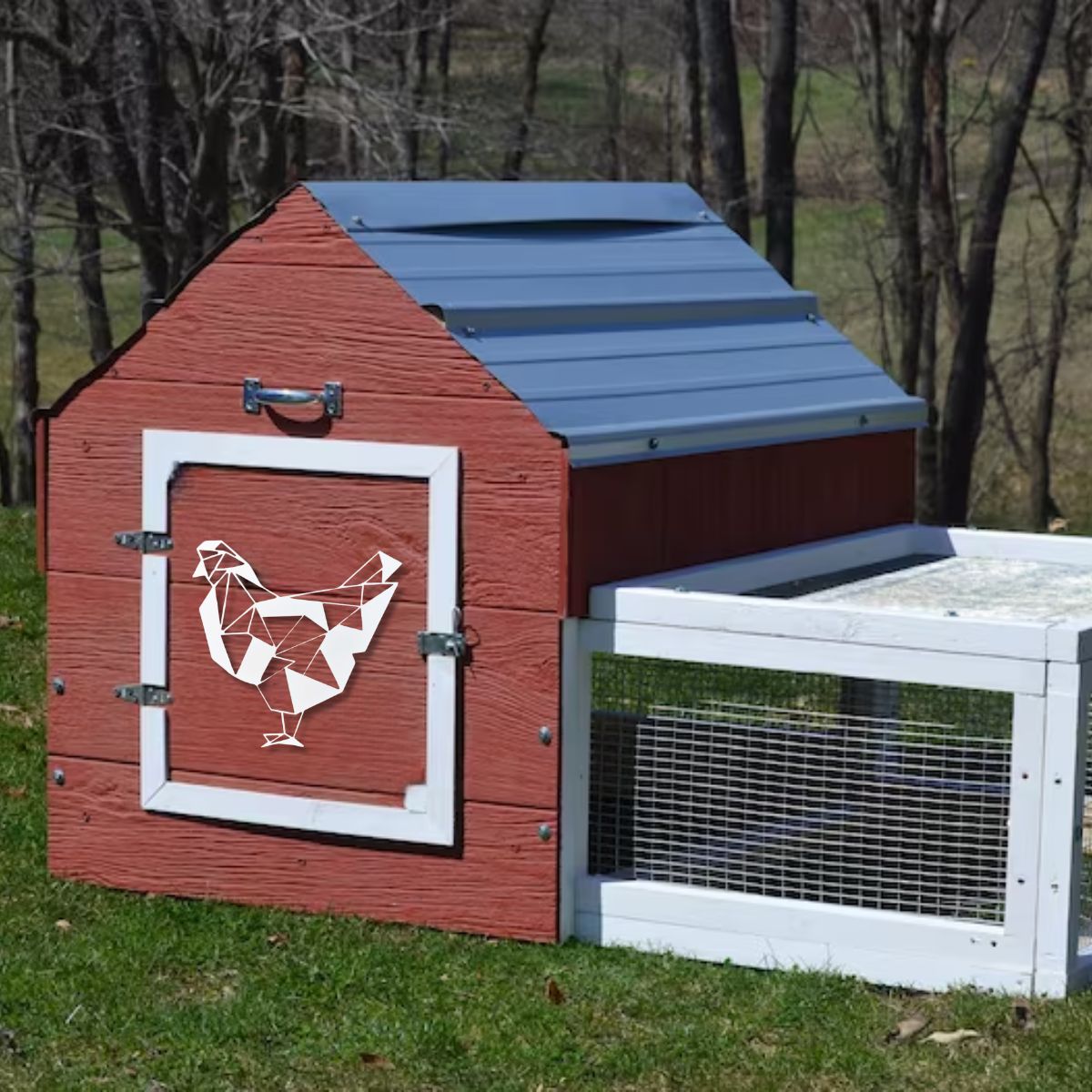 Decoratiune perete metal , model Chicken, 33.7x34.7 cm, alb