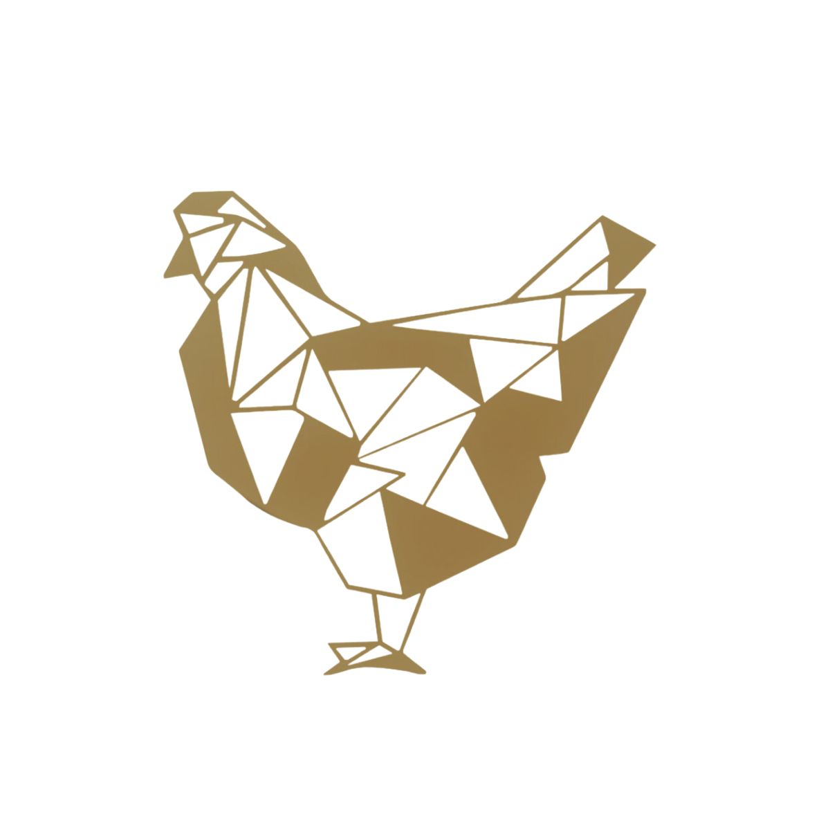 Decoratiune perete din metal , model gaina auriu