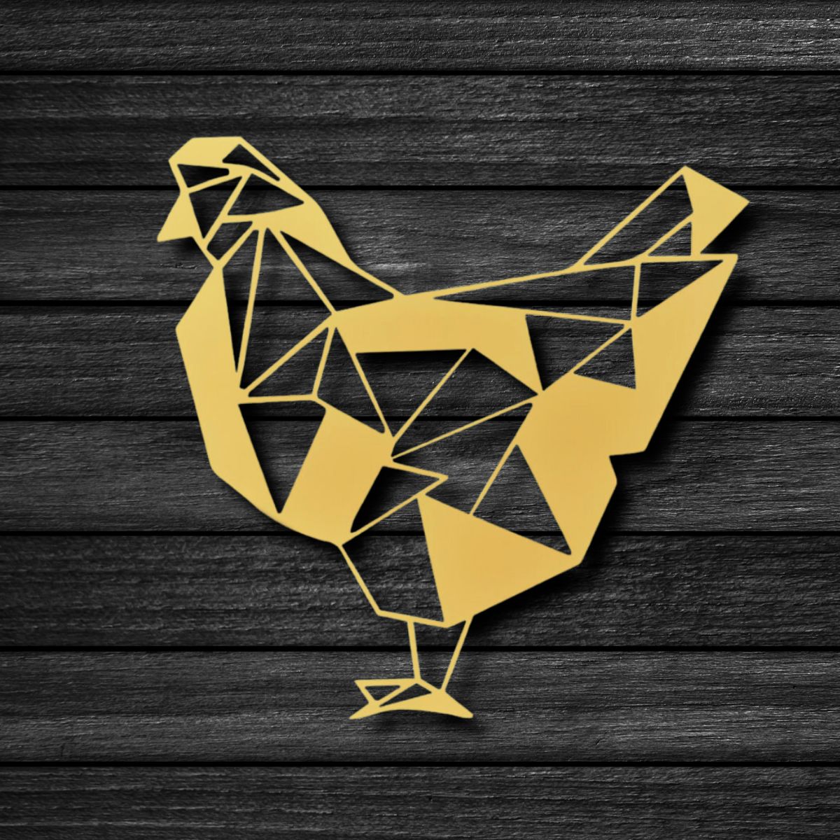 Decoratiune perete din metal , model gaina auriu