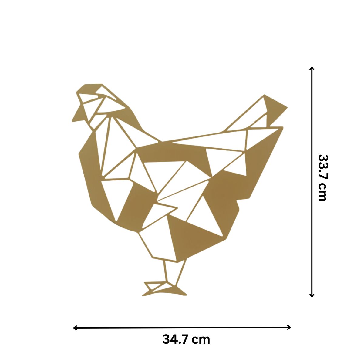 Decoratiune perete din metal , model gaina auriu