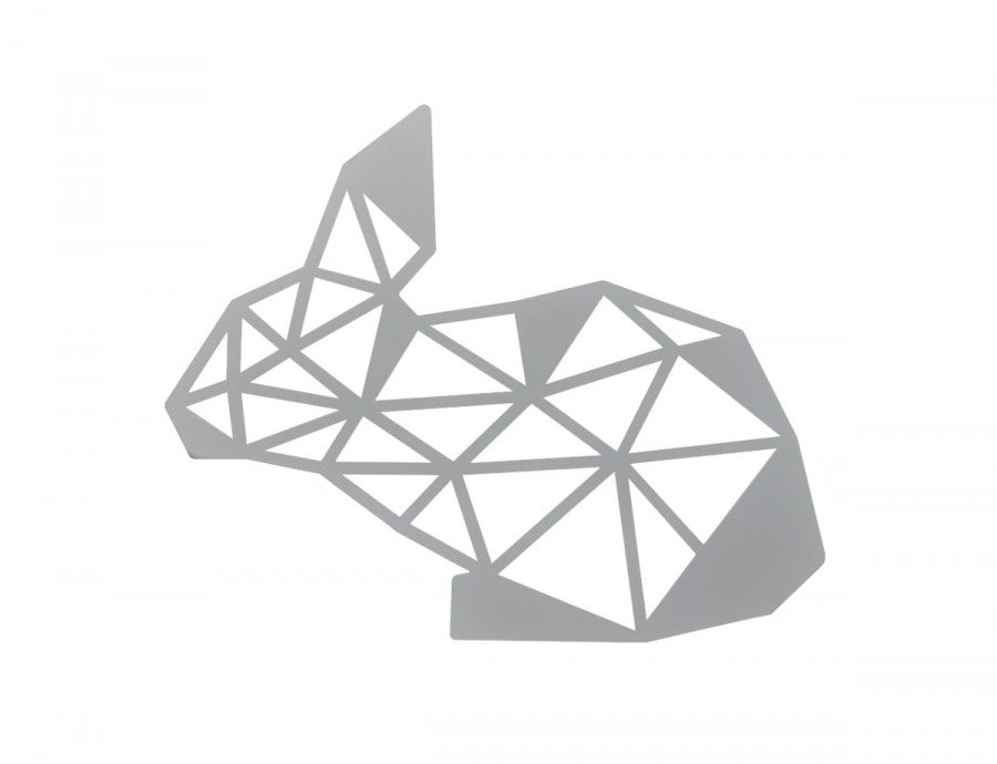 Decoratiune de perete din metal, 31,5 x 42,5 cm, model iepuras, alb