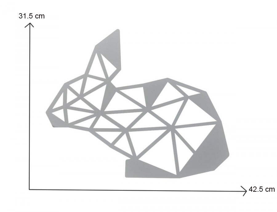 Decoratiune de perete din metal, 31,5 x 42,5 cm, model iepuras, alb