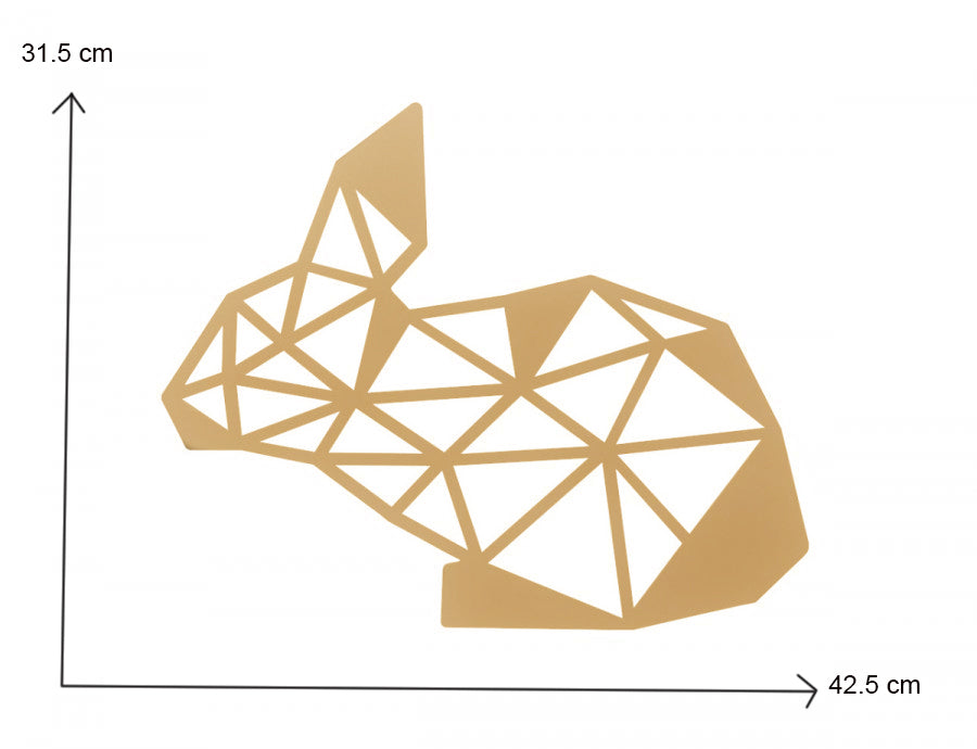 Decoratiune de perete din metal, 31,5 x 42,5 cm, model iepuras, auriu