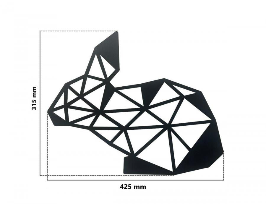 Decoratiune de perete din metal, 31,5 x 42,5 cm, model iepuras, negru