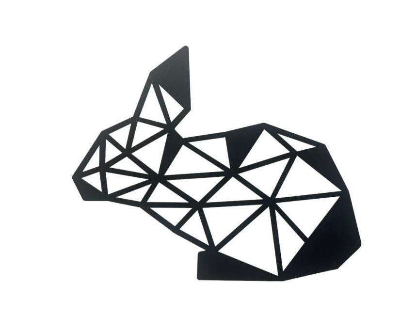 Decoratiune de perete din metal, 31,5 x 42,5 cm, model iepuras, negru