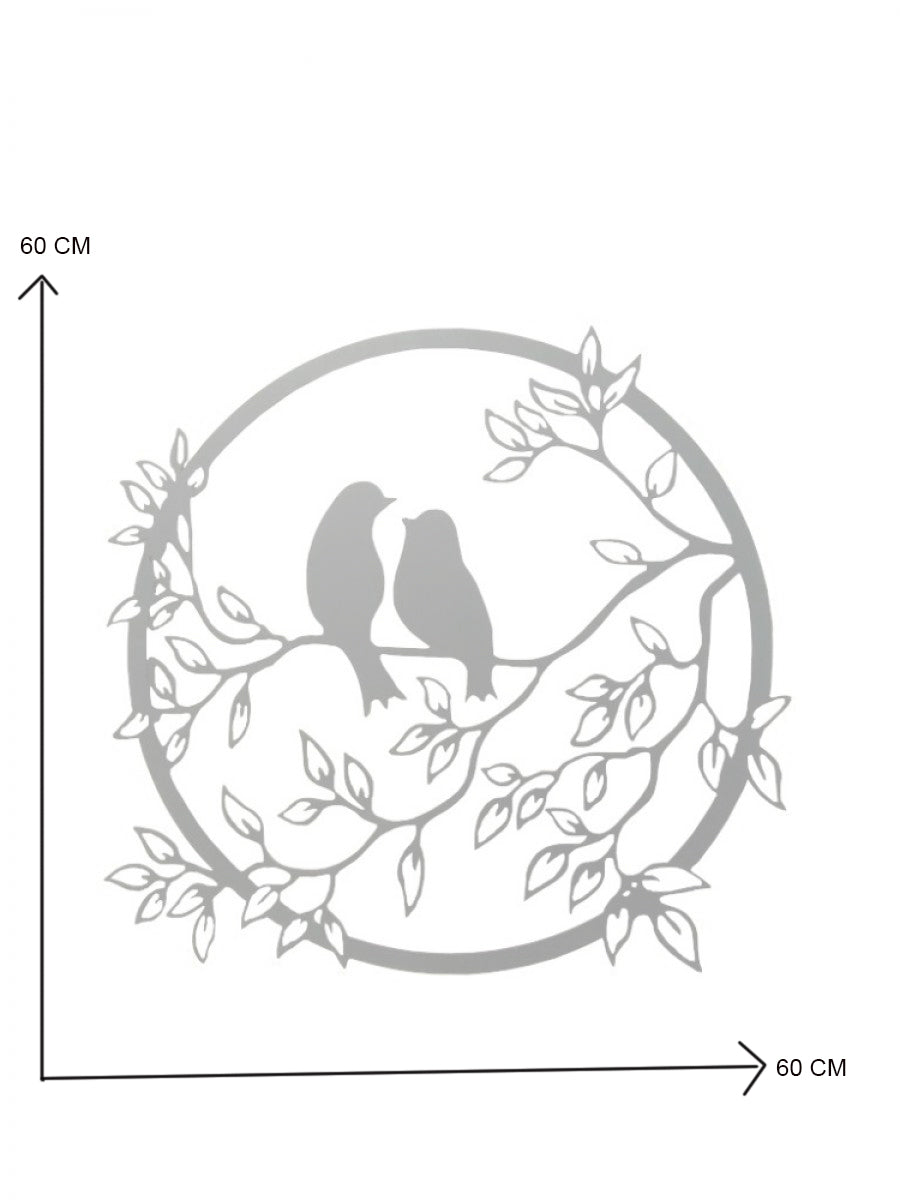 Decoratiune perete metal, model pasari, 59.8x 56.2 cm, alb