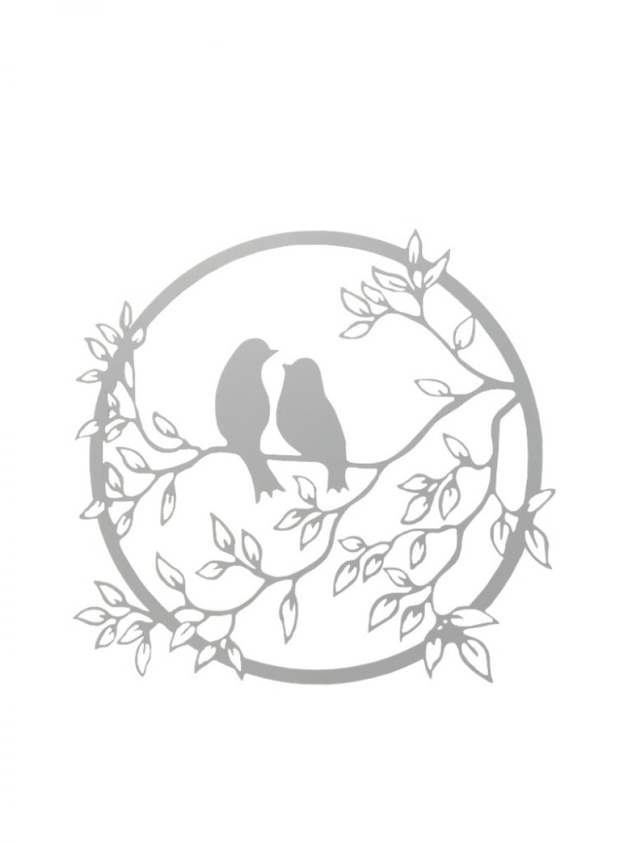 Decoratiune perete metal, model pasari, 59.8x 56.2 cm, alb