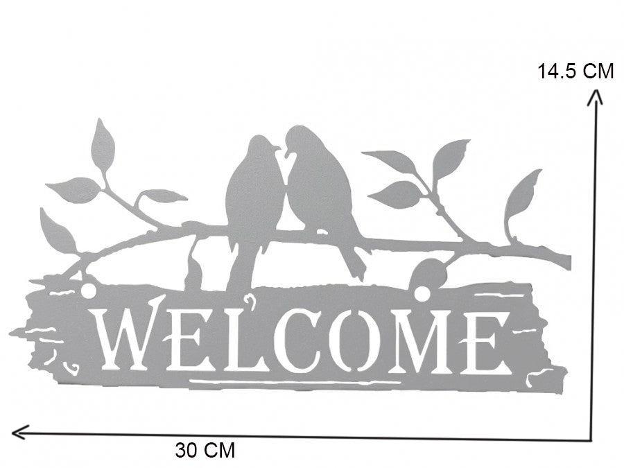 Decoratiune perete metal, WELCOME, 29.9x 14.7 cm