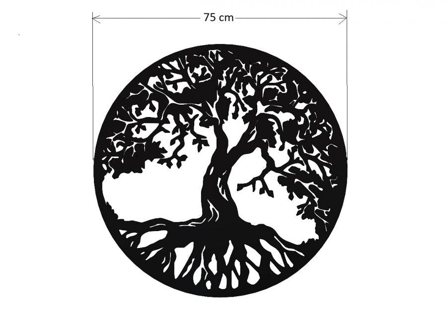 Decoratiune perete living din metal , copacul vietii 75x75 - BUZ.RO