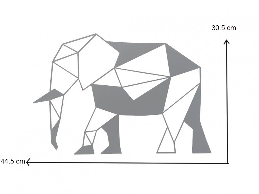 Decoratiune de perete living din metal, model elefant, 30.5x44.5 cm, alb